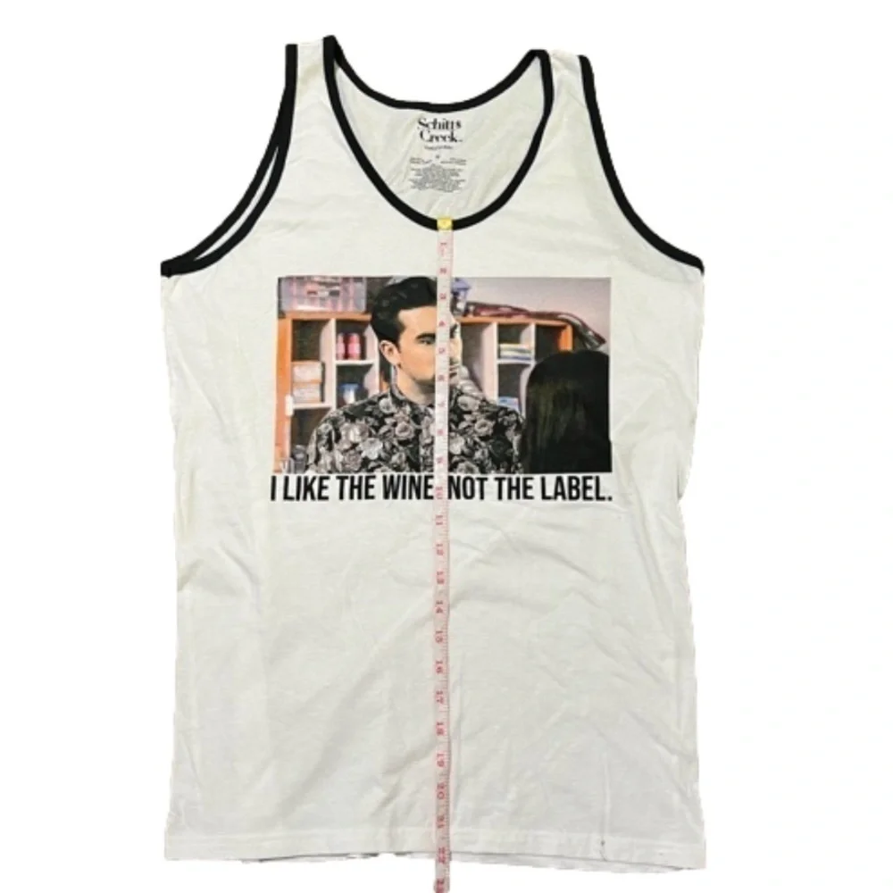 Schitts Creek David I Like The Wine Not The Label White Tank Top Men’s Size M